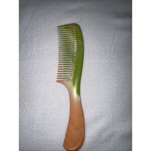 Vintage Large Hair Comb Peach Green White Swirl Color 70s 80s USA Plastic Prop